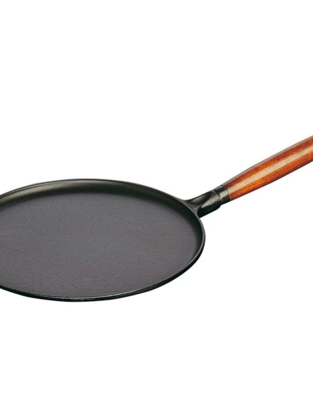 Staub Black Cast Iron Crepe Pan with Wood Handle